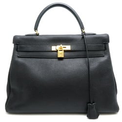 Hermes shoulder strap missing, 〇Z stamp, 1996 Kelly 35 ladies handbag Fjord Noir (black)