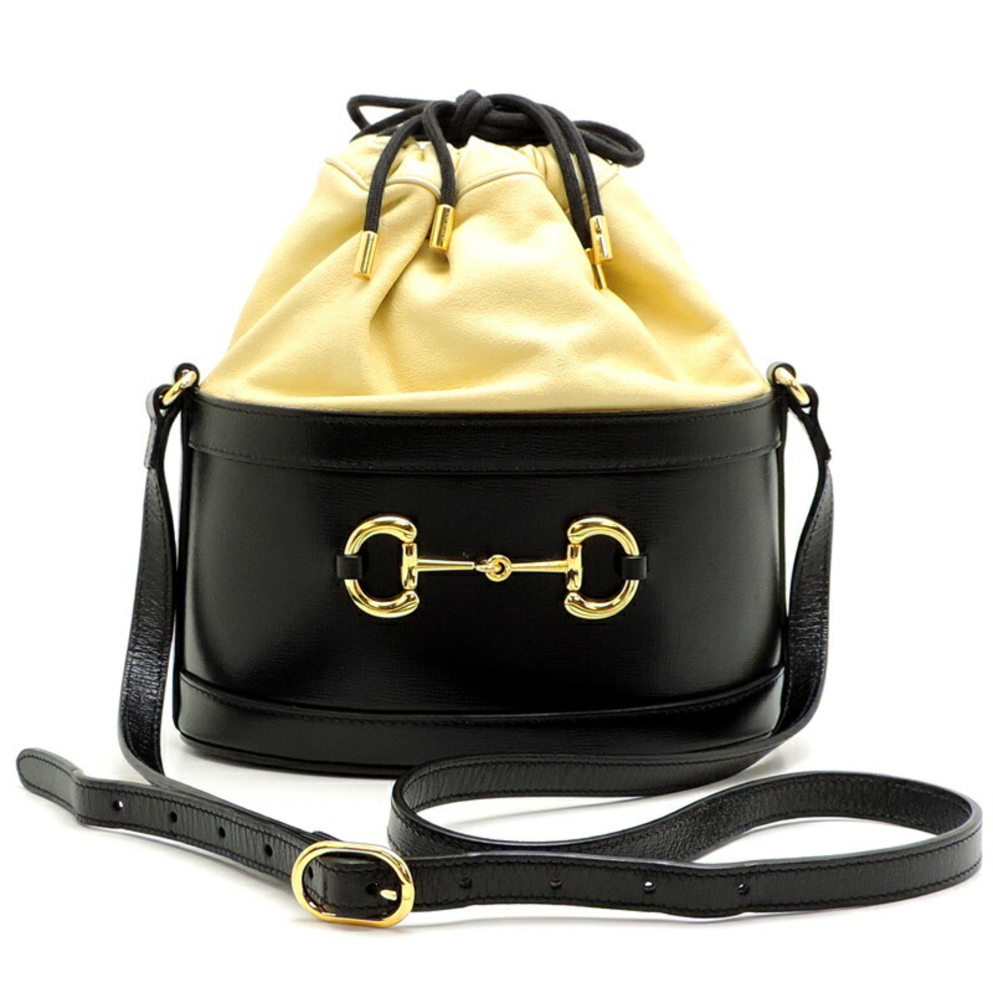 Gucci Horsebit 1955 Bucket Bag Small Women's Shoulder 602118 Leather Black