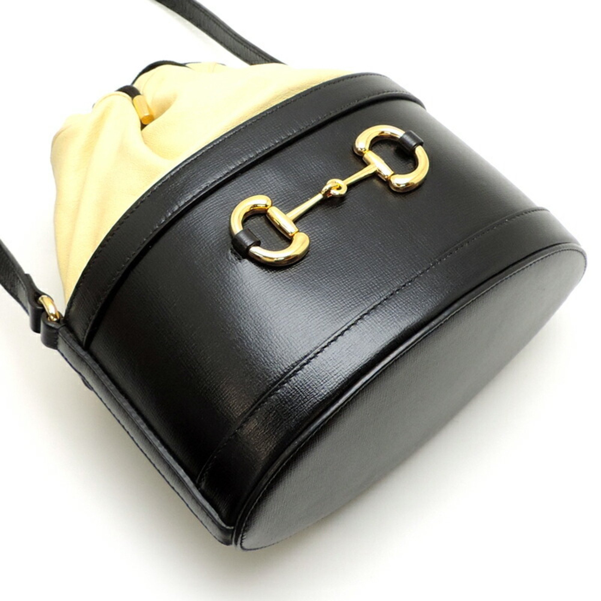 Gucci Horsebit 1955 Bucket Bag Small Women's Shoulder 602118 Leather Black