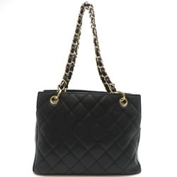 Chanel Seal Matelasse Petit Timeless Chain Women's Tote Bag A18004 Caviar Skin Black