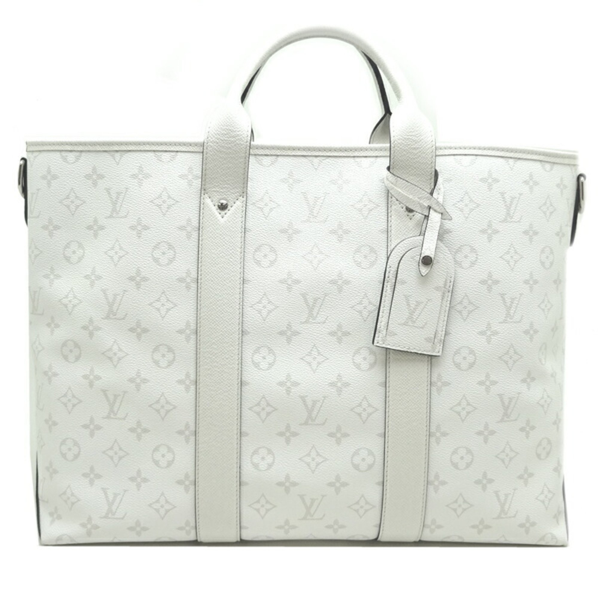 Louis Vuitton Weekend Tote NM No Straps Women's and Men's Boston Bag M30919 Taiga Rama Optic White