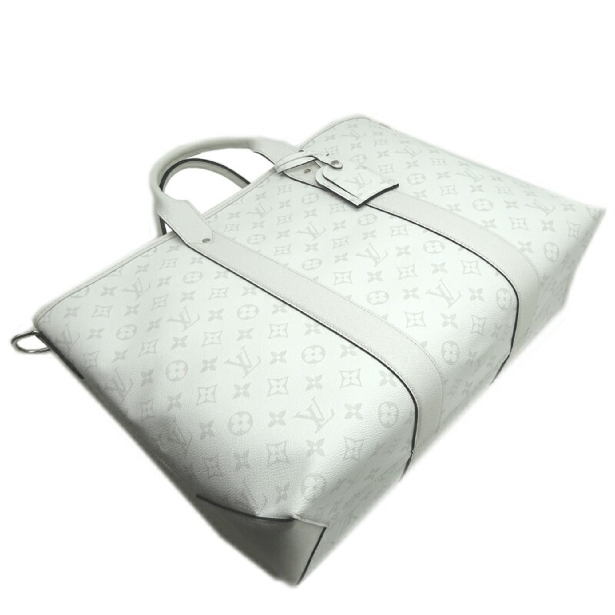 Louis Vuitton Weekend Tote NM No Straps Women's and Men's Boston Bag M30919 Taiga Rama Optic White