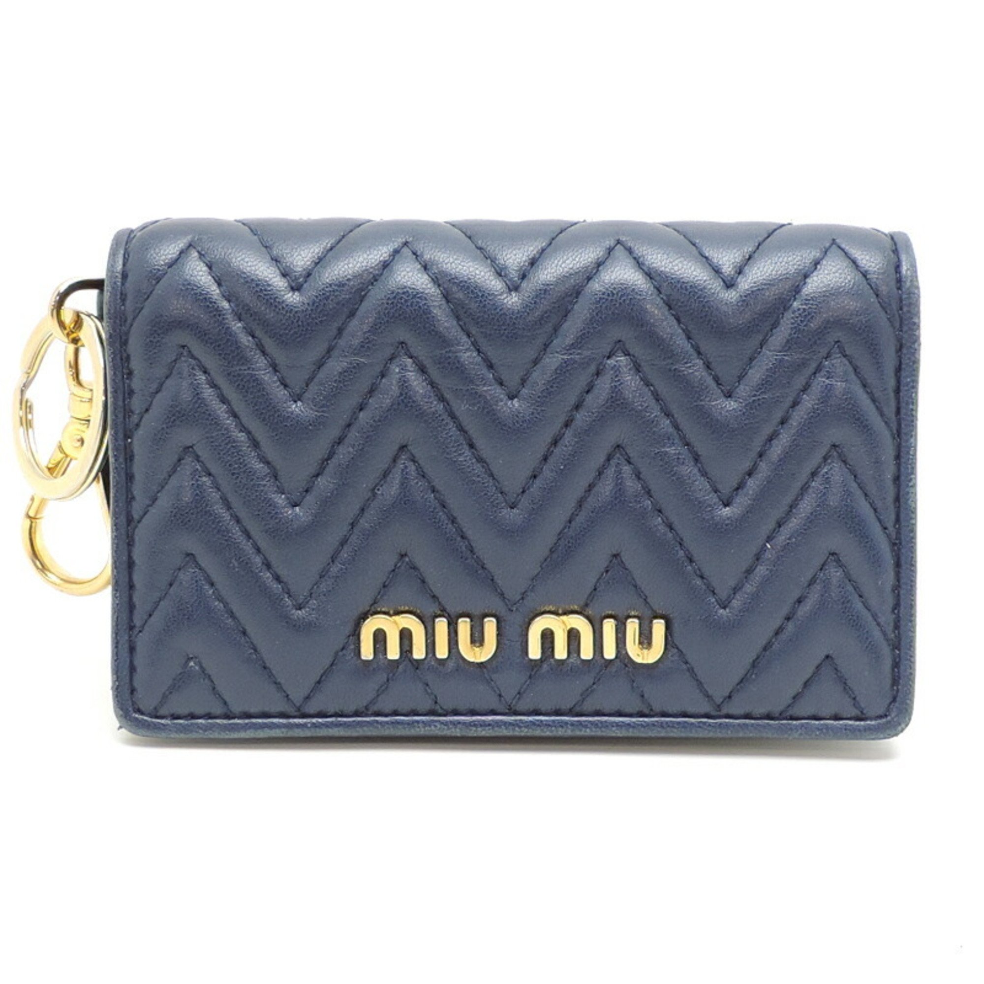 Miu Miu Miu Women's Card Case 5MC407 Leather Brietta (Blue)