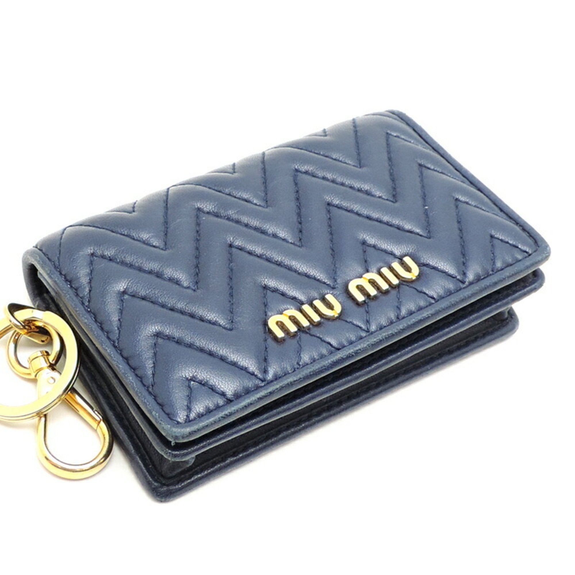 Miu Miu Miu Women's Card Case 5MC407 Leather Brietta (Blue)