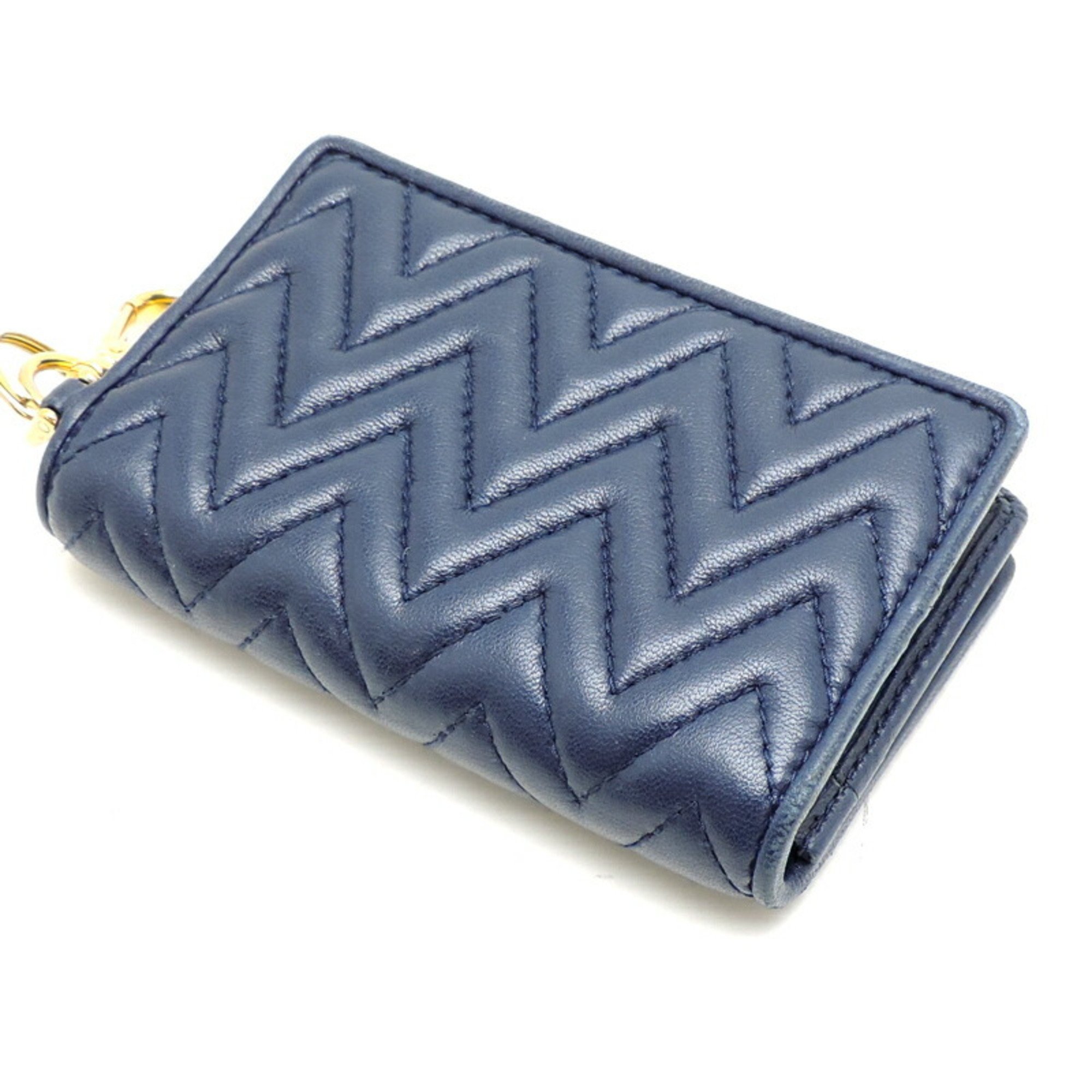 Miu Miu Miu Women's Card Case 5MC407 Leather Brietta (Blue)