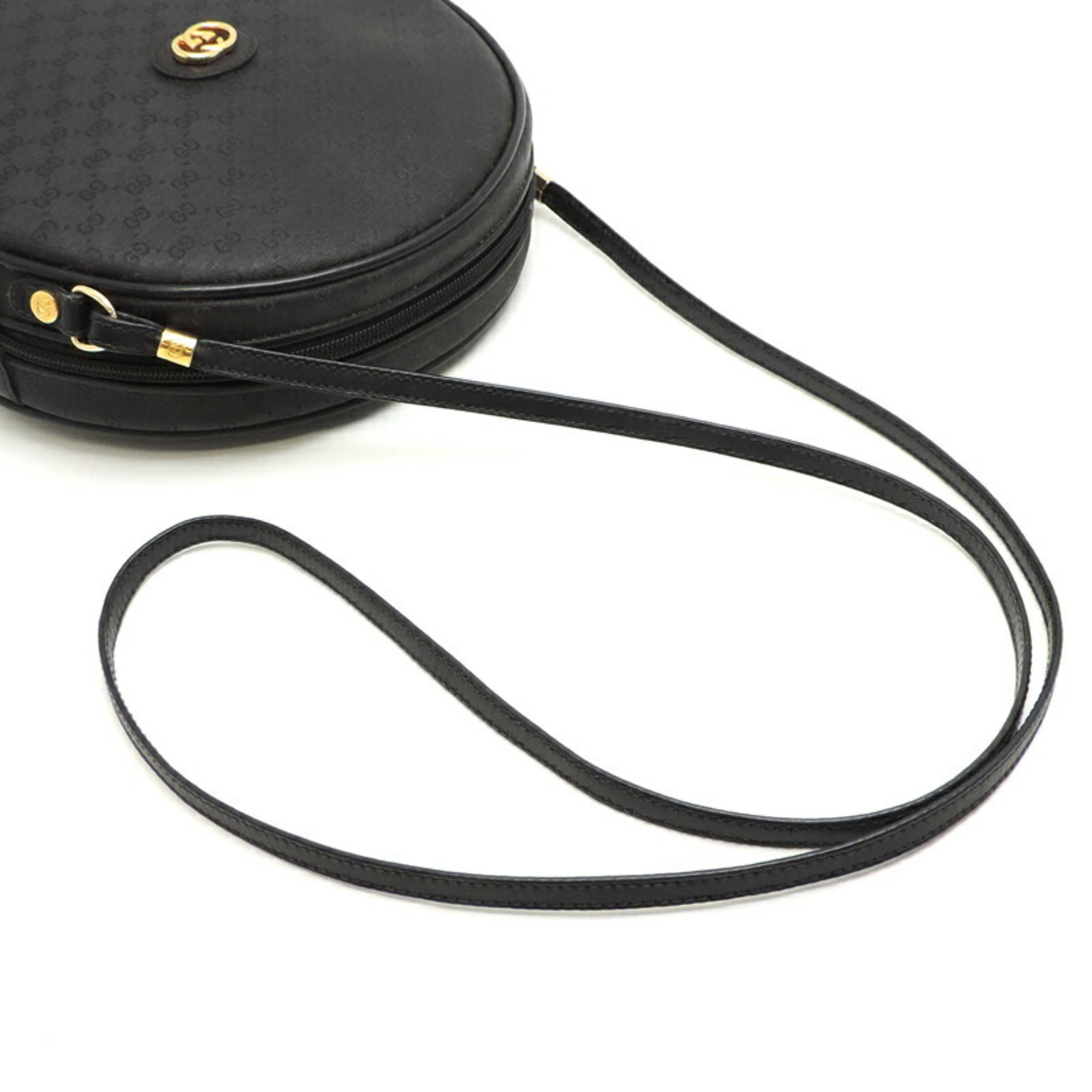 Gucci Round Women's Shoulder Bag 007.104 Coated Canvas Black