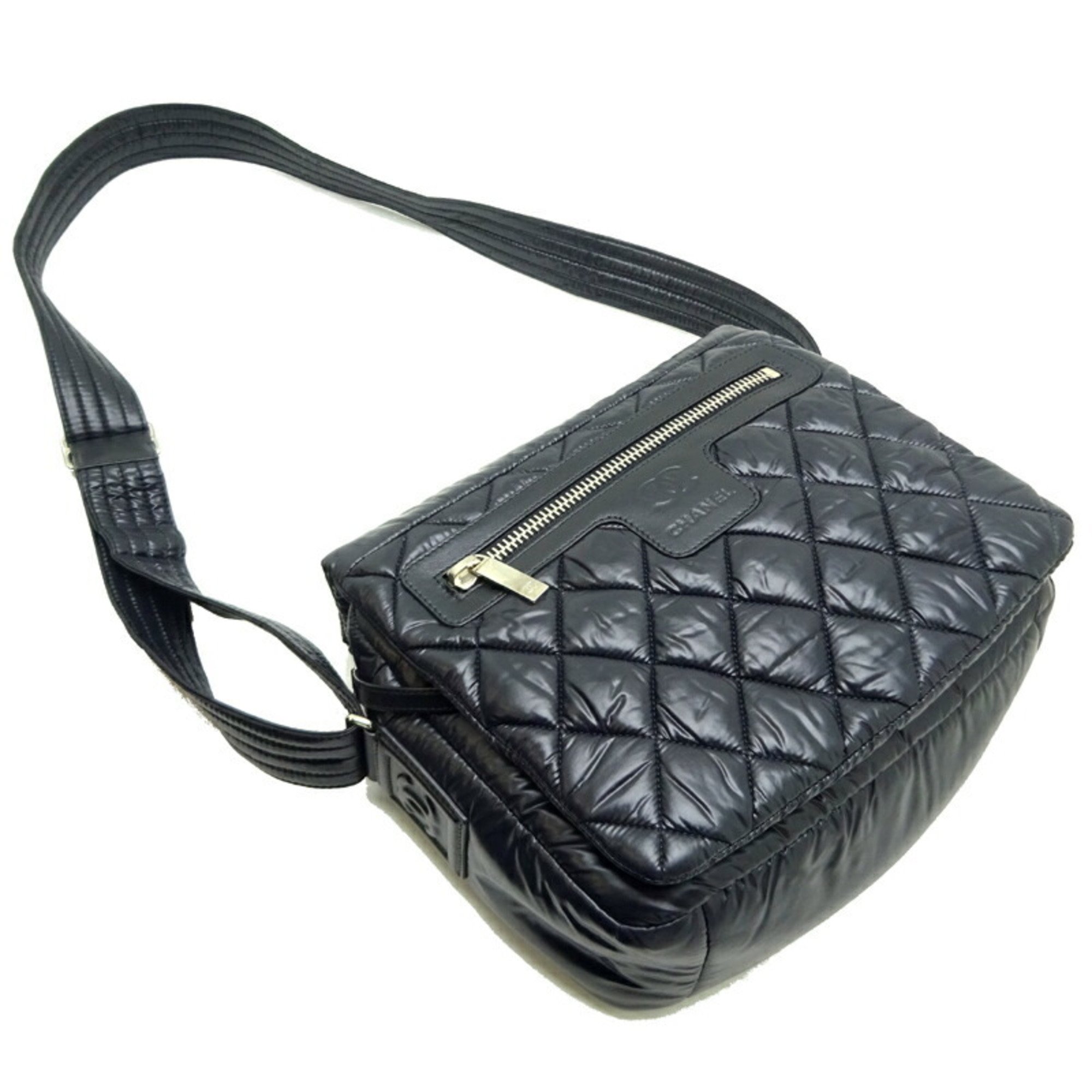 Chanel Coco Cocoon PM Women's Shoulder Bag 8616 Nylon Black