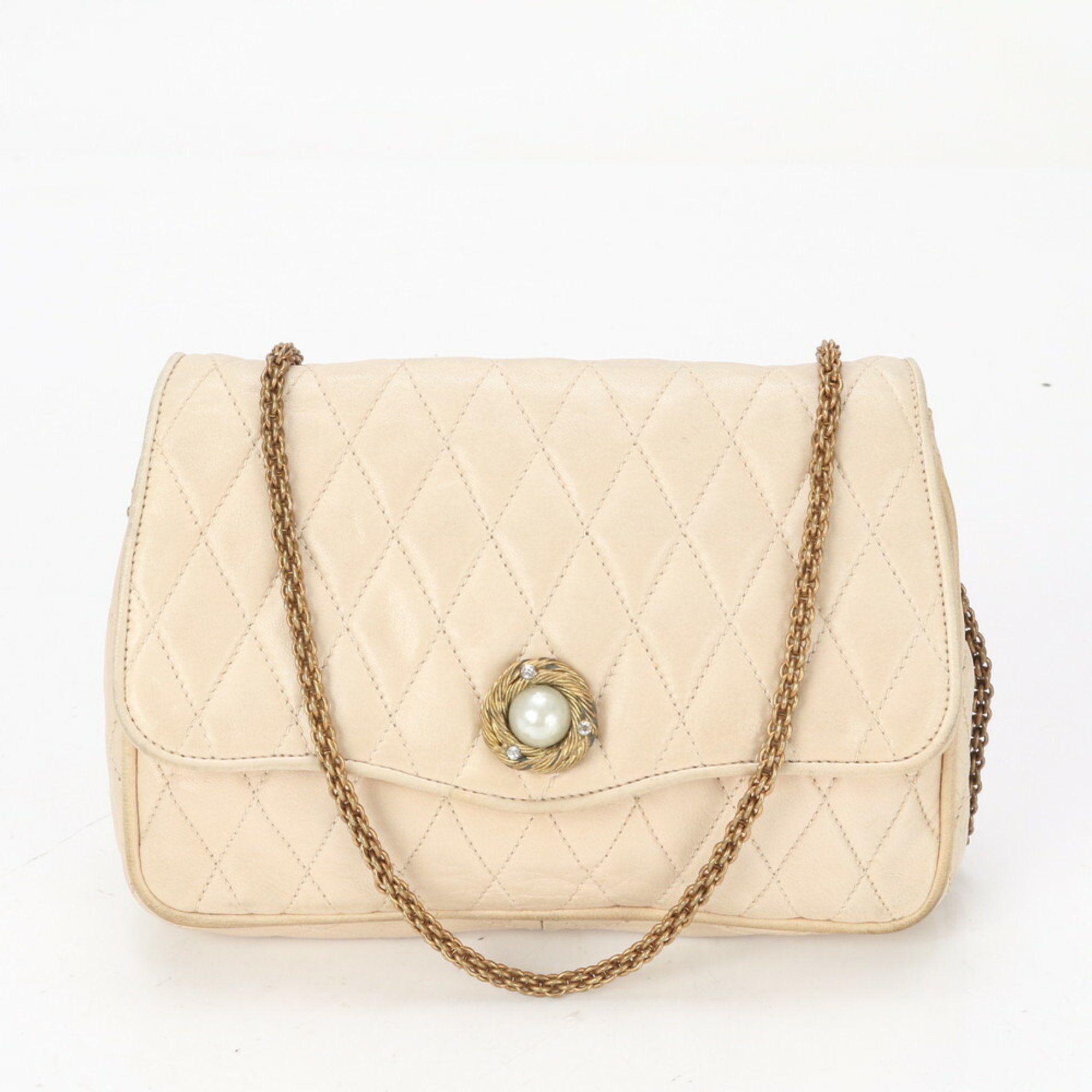 Chanel Lambskin Leather Gold Chain Shoulder Bag Crossbody Handbag for Women