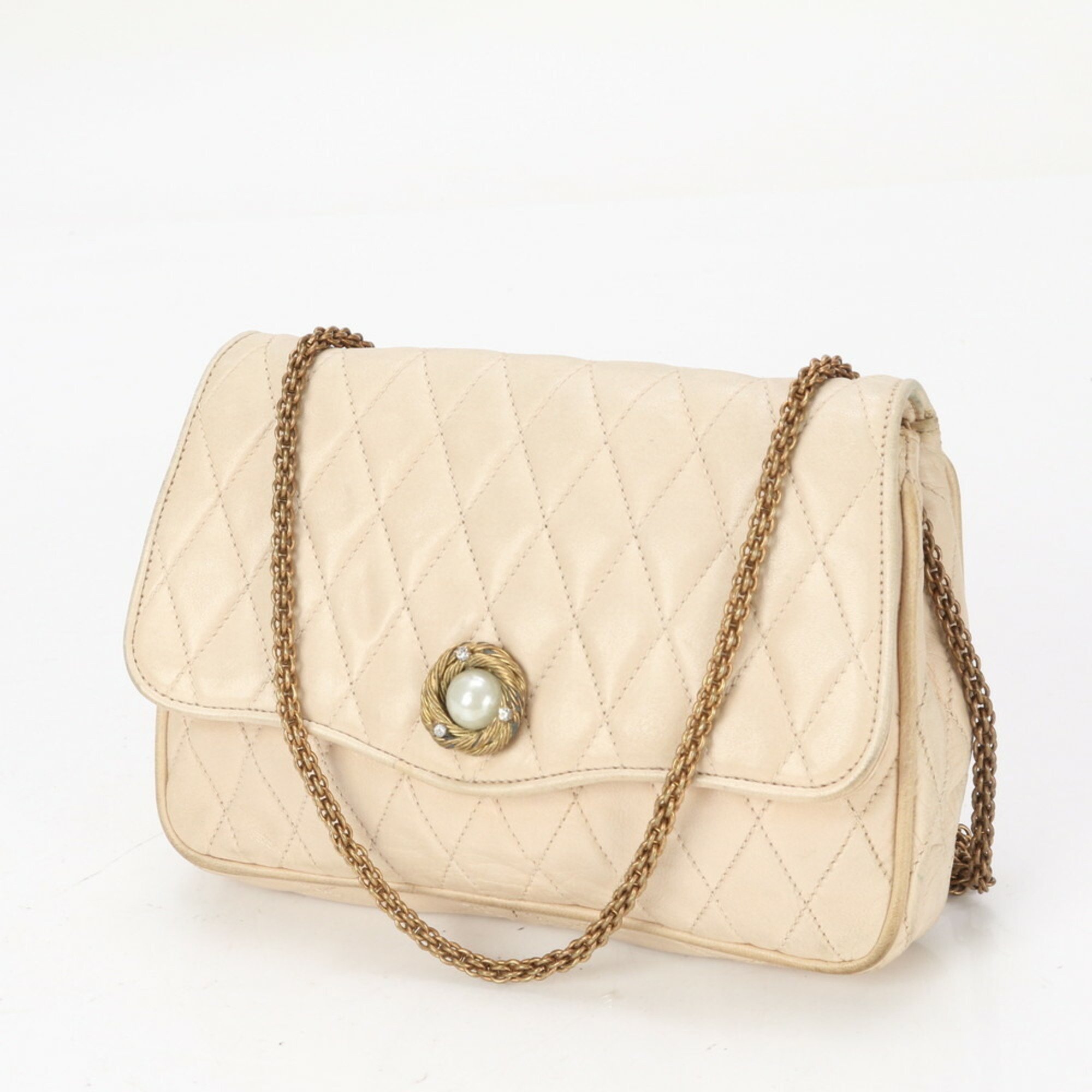 Chanel Lambskin Leather Gold Chain Shoulder Bag Crossbody Handbag for Women