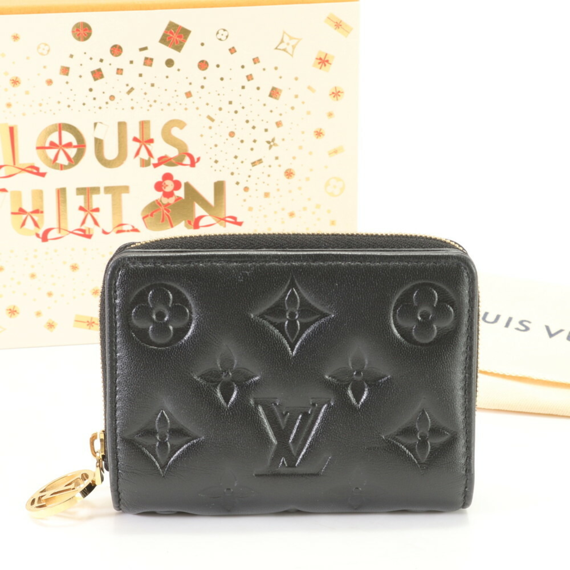 Louis Vuitton RFID Monogram Embossed Portefeuille Lou M81599 Noir Bi-fold Wallet Leather Women's