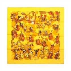 Hermes Carre 90 CONCERTO Scarf, 100% Silk, Yellow Stole, Women's