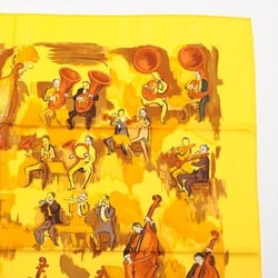 Hermes Carre 90 CONCERTO Scarf, 100% Silk, Yellow Stole, Women's