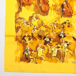 Hermes Carre 90 CONCERTO Scarf, 100% Silk, Yellow Stole, Women's