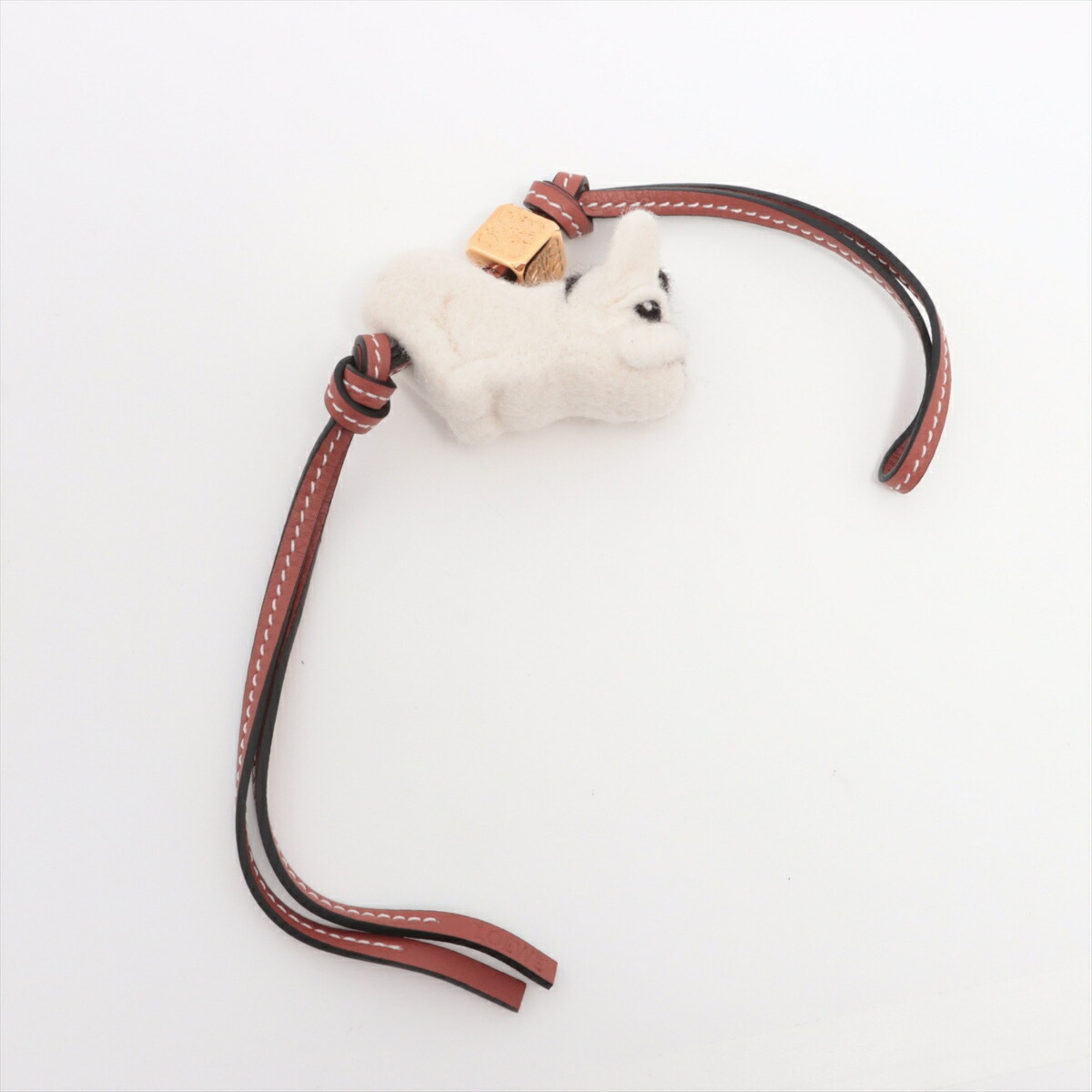 Loewe Felt Puppy Dog Bag Charm Strap Keychain Leather Women's