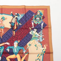 Hermes Carre 90 LES BALLETS RUSSES Russian Ballet Scarf 100% Silk Gold Stole Women's