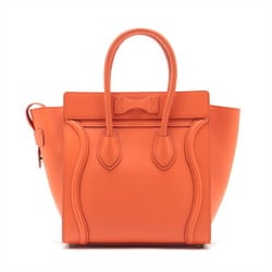 Celine Luggage Micro Shopper Orange Leather Handbag Tote Women's