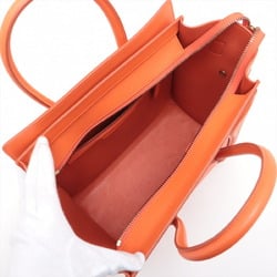 Celine Luggage Micro Shopper Orange Leather Handbag Tote Women's