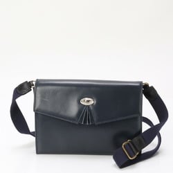 Gucci Old Leather Shoulder Bag Crossbody Navy Blue Women's