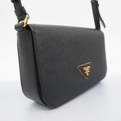 Prada Shoulder Bag Saffiano Leather Black Women's