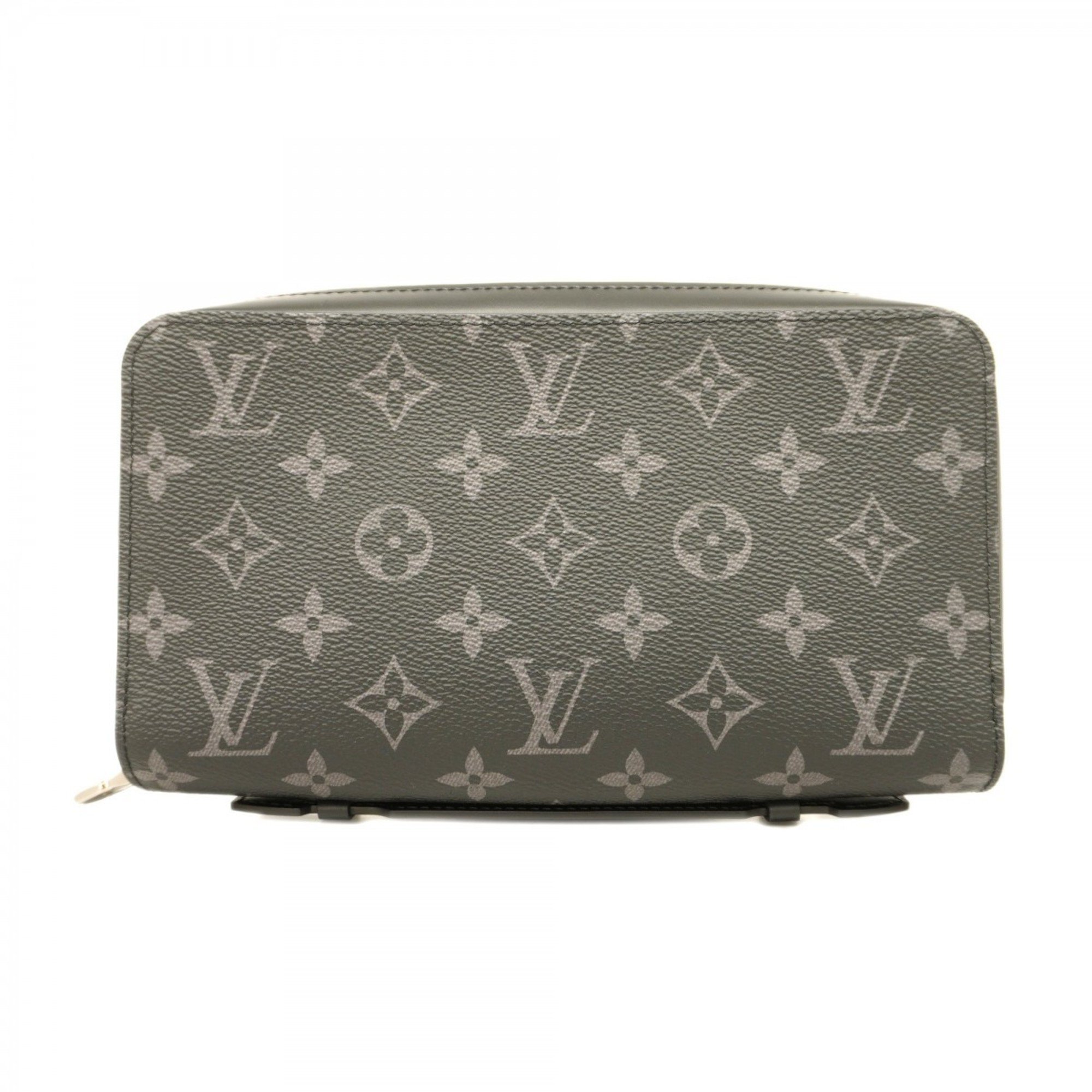 Louis Vuitton Long Wallet Monogram Eclipse Zippy XL M61698 Grey Black Men's