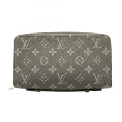 Louis Vuitton Long Wallet Monogram Eclipse Zippy XL M61698 Grey Black Men's