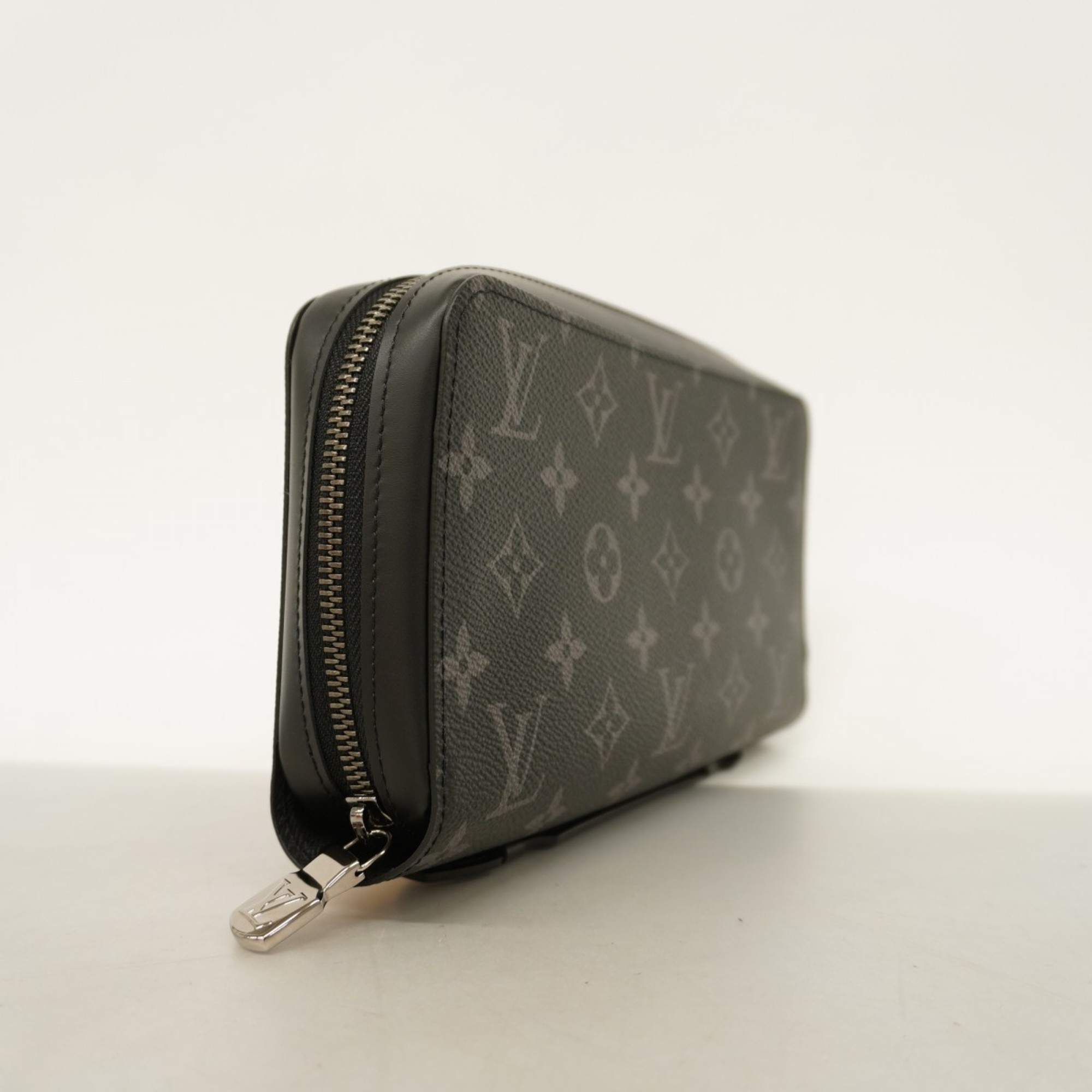 Louis Vuitton Long Wallet Monogram Eclipse Zippy XL M61698 Grey Black Men's