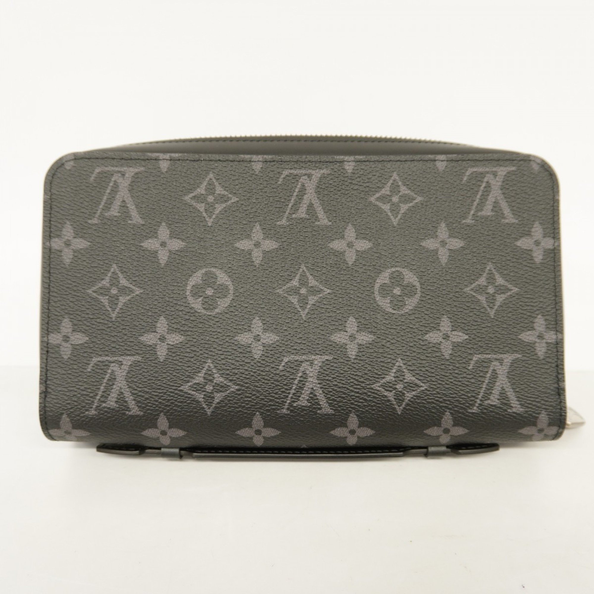 Louis Vuitton Long Wallet Monogram Eclipse Zippy XL M61698 Grey Black Men's