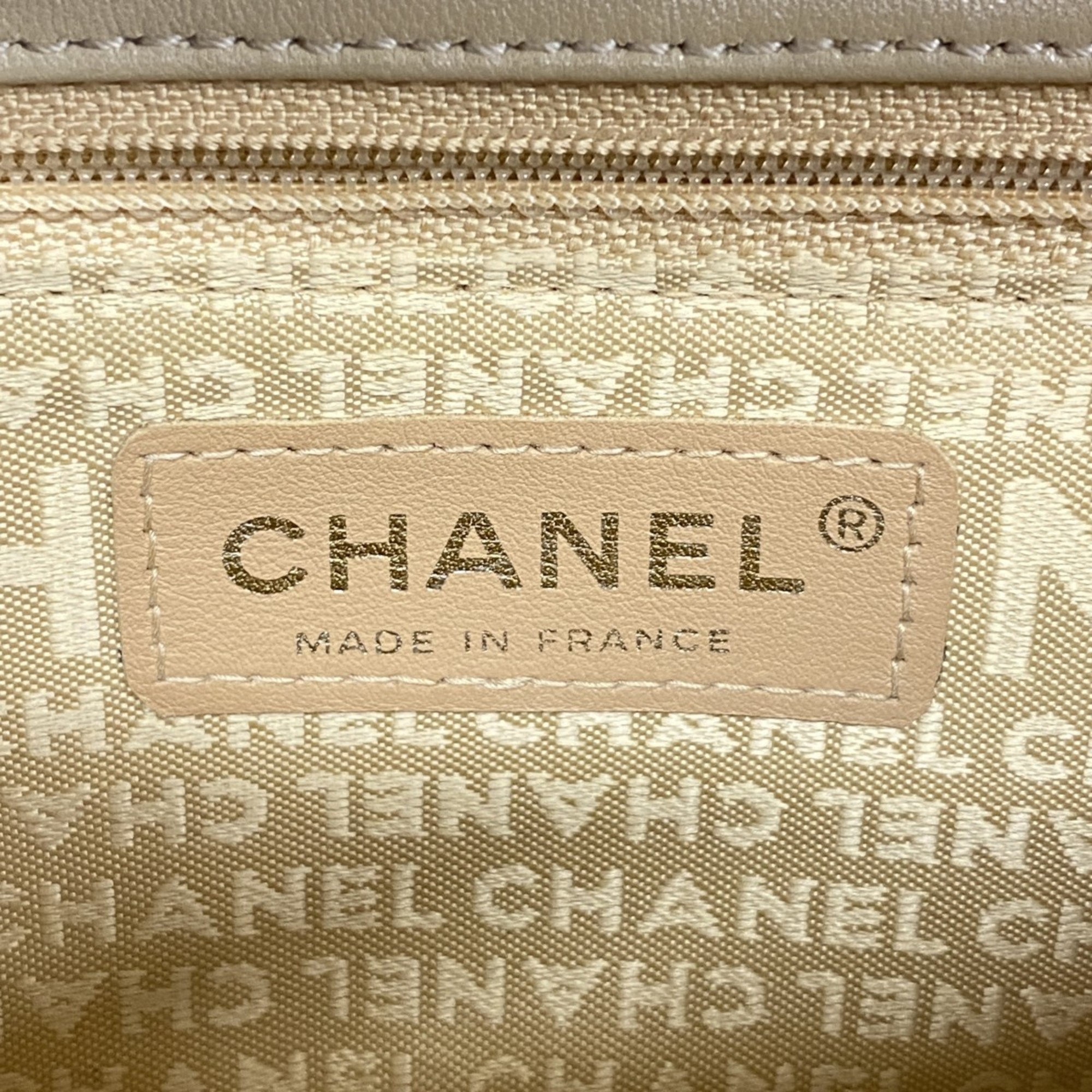 Chanel Shoulder Bag Chocolate Bar Lambskin Beige Women's