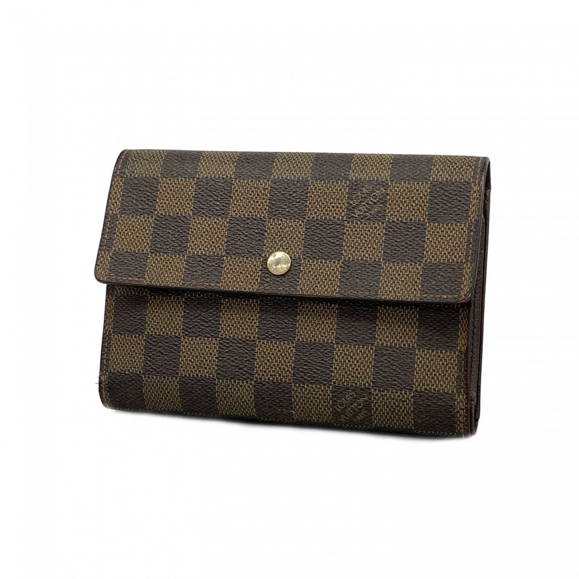 Louis Vuitton Tri-fold Wallet Damier Porte Tresor Etui Papier N61202 Ebene Men's Women's