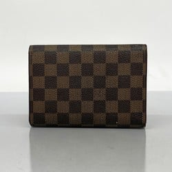 Louis Vuitton Tri-fold Wallet Damier Porte Tresor Etui Papier N61202 Ebene Men's Women's