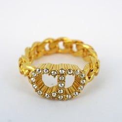 Christian Dior Ring CD Star Rhinestone GP Plated Gold Size 11 Women's