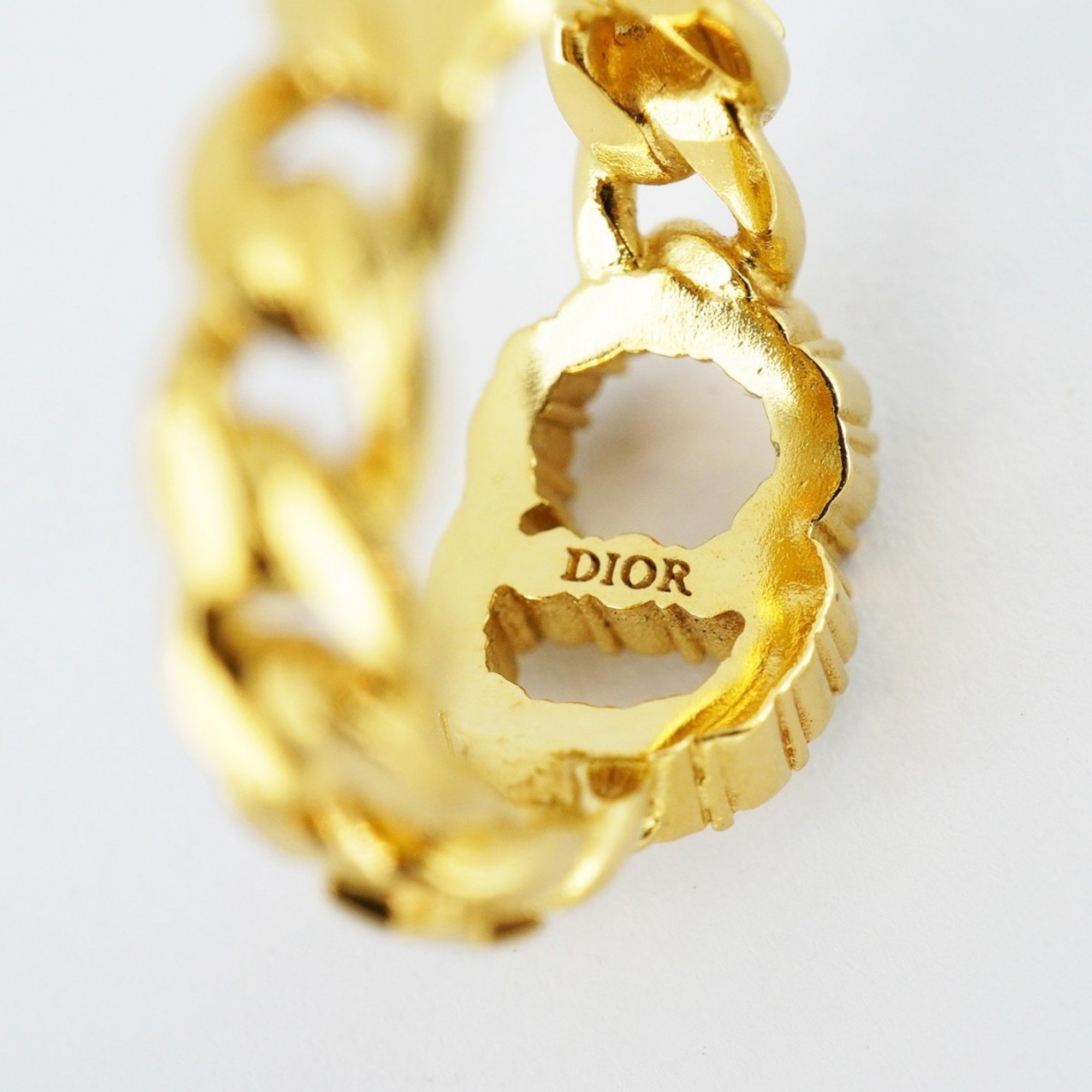 Christian Dior Ring CD Star Rhinestone GP Plated Gold Size 11 Women's