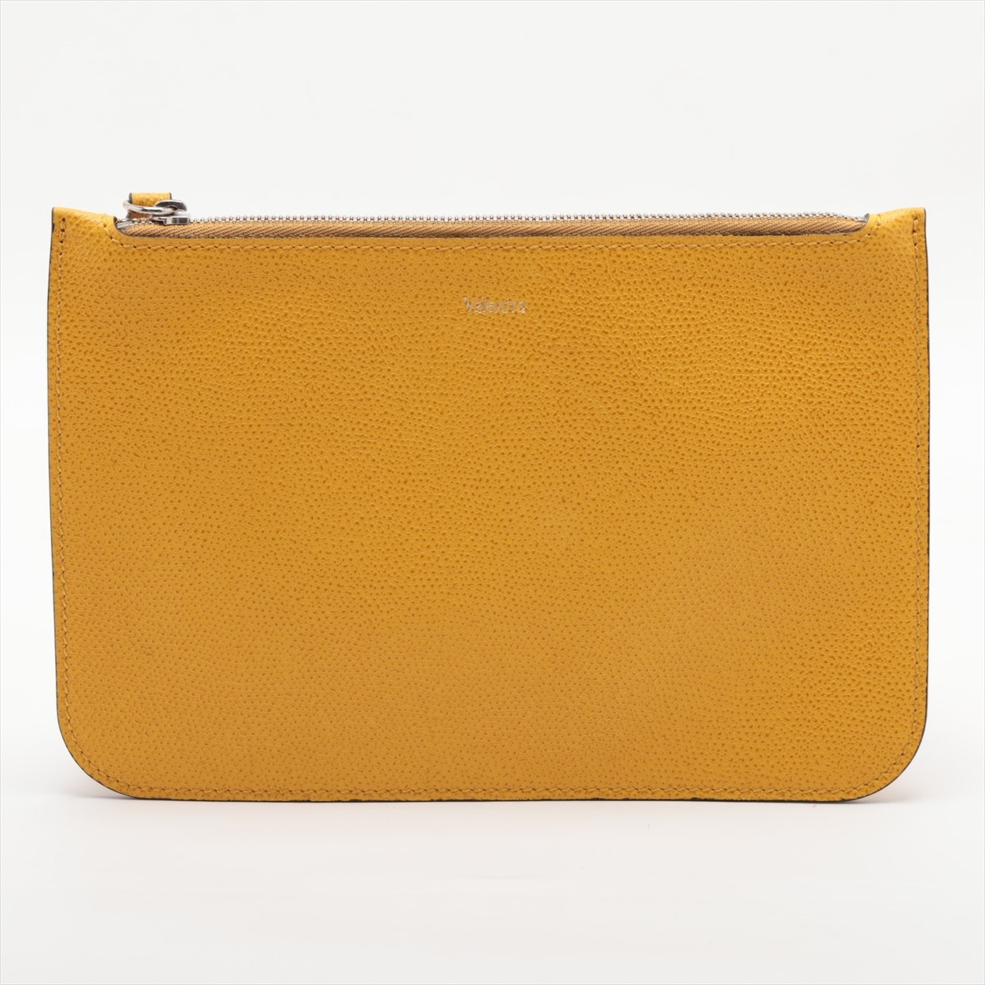 Valextra Yellow Clutch Leather Pouch