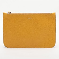 Valextra Yellow Clutch Leather Pouch