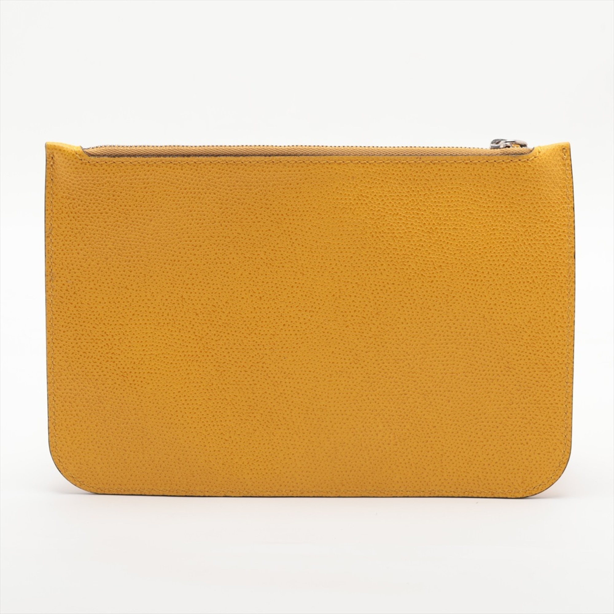 Valextra Yellow Clutch Leather Pouch