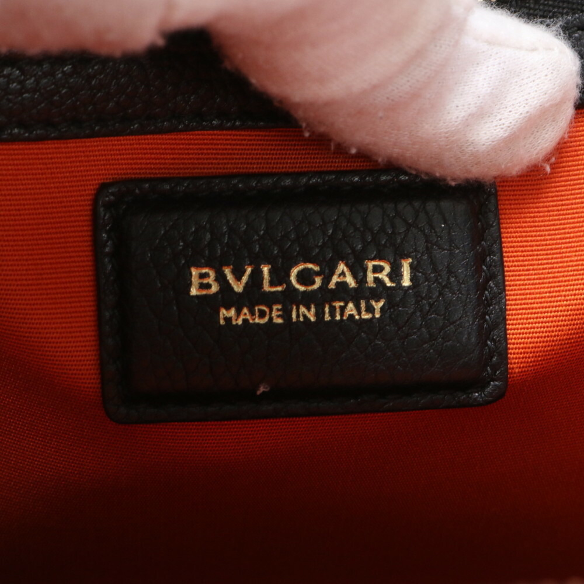 BVLGARI Alba Shoulder Bag Tote Leather Black Pink Women's