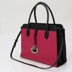 BVLGARI Alba Shoulder Bag Tote Leather Black Pink Women's