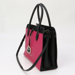 BVLGARI Alba Shoulder Bag Tote Leather Black Pink Women's