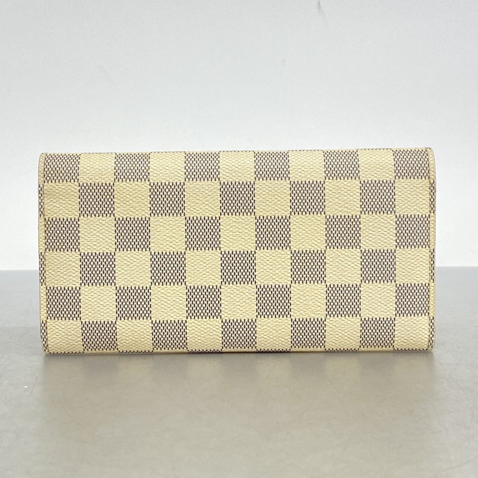 Louis Vuitton Long Wallet Damier Azur Portefeuille Emily N63021 White Women's