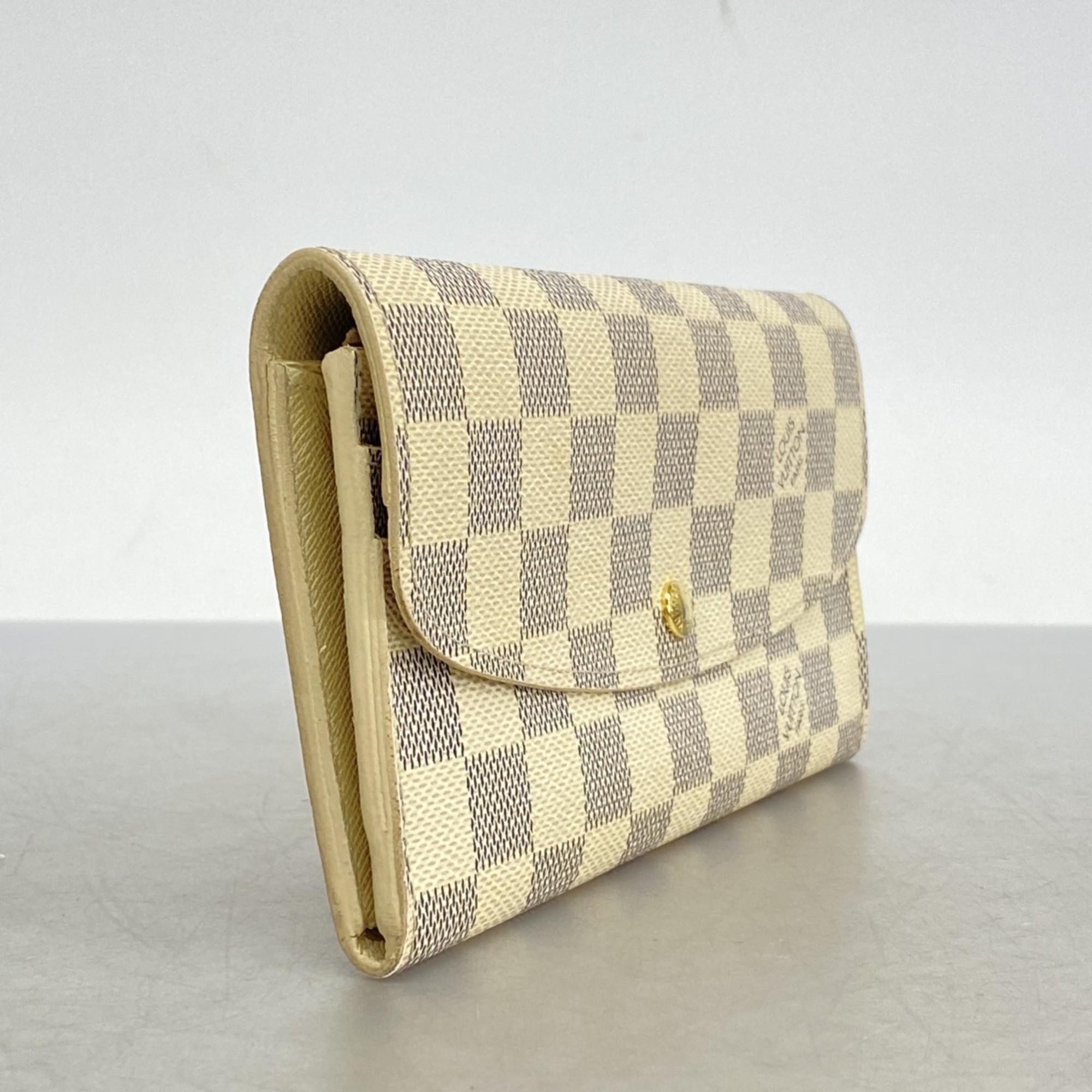 Louis Vuitton Long Wallet Damier Azur Portefeuille Emily N63021 White Women's