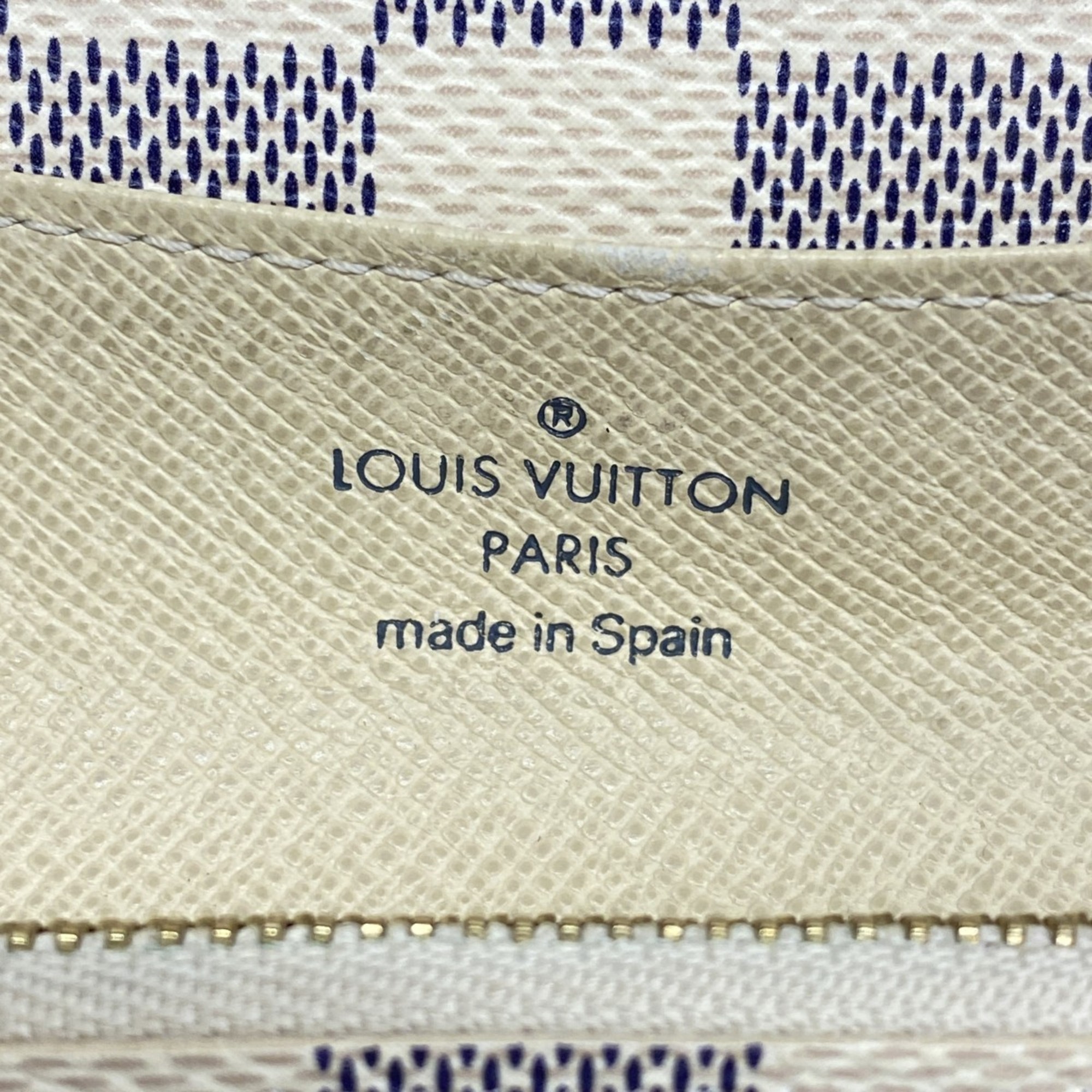 Louis Vuitton Long Wallet Damier Azur Portefeuille Emily N63021 White Women's