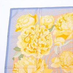 Hermes Carre 90 LESPIVOINES Peony Scarf 100% Silk C Mark Stole for Women