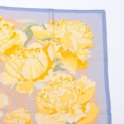 Hermes Carre 90 LESPIVOINES Peony Scarf 100% Silk C Mark Stole for Women