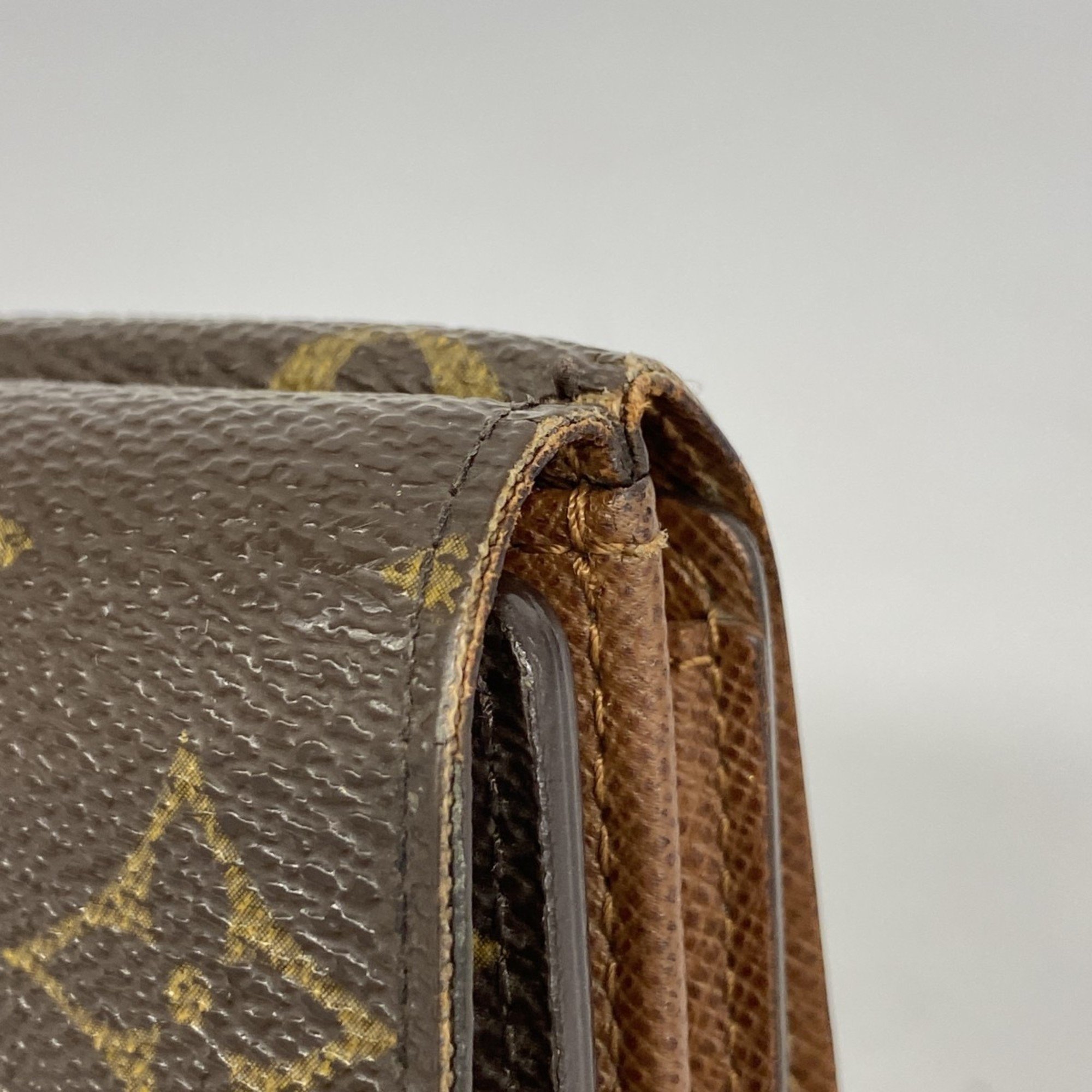 Louis Vuitton Tri-fold Wallet Monogram Porte Monnaie Billet Credit M61652 Brown Men's Women's