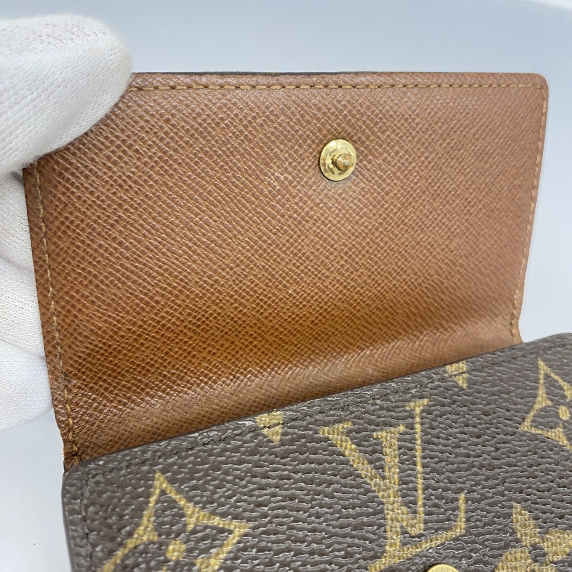 Louis Vuitton Tri-fold Wallet Monogram Porte Monnaie Billet Credit M61652 Brown Men's Women's