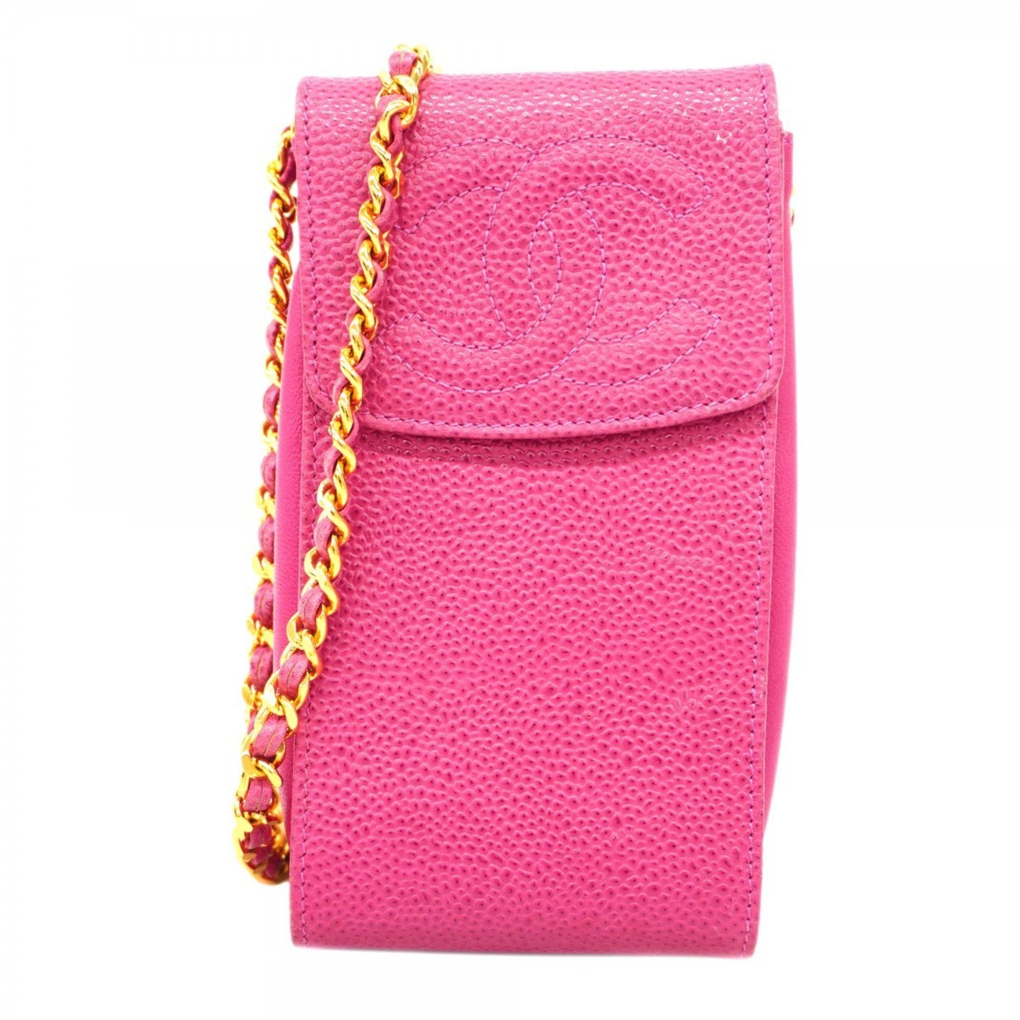 Chanel Shoulder Bag Caviar Skin Pink Women's