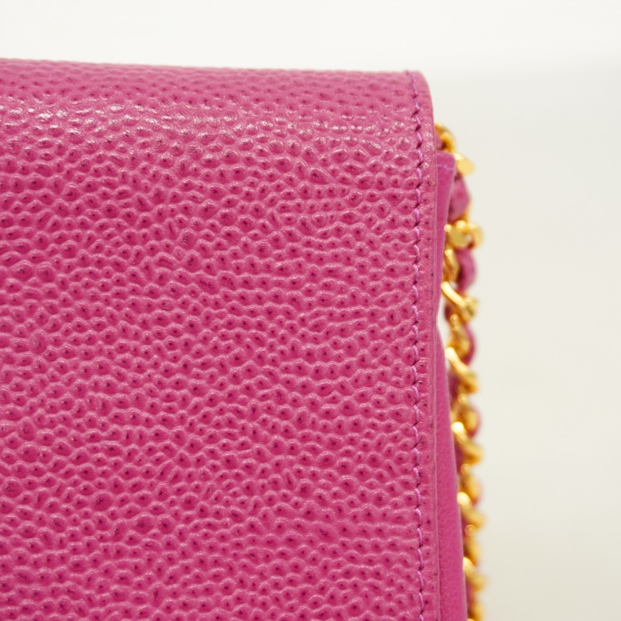 Chanel Shoulder Bag Caviar Skin Pink Women's