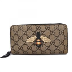 Gucci Long Wallet GG Supreme 451273 Beige Black Women's