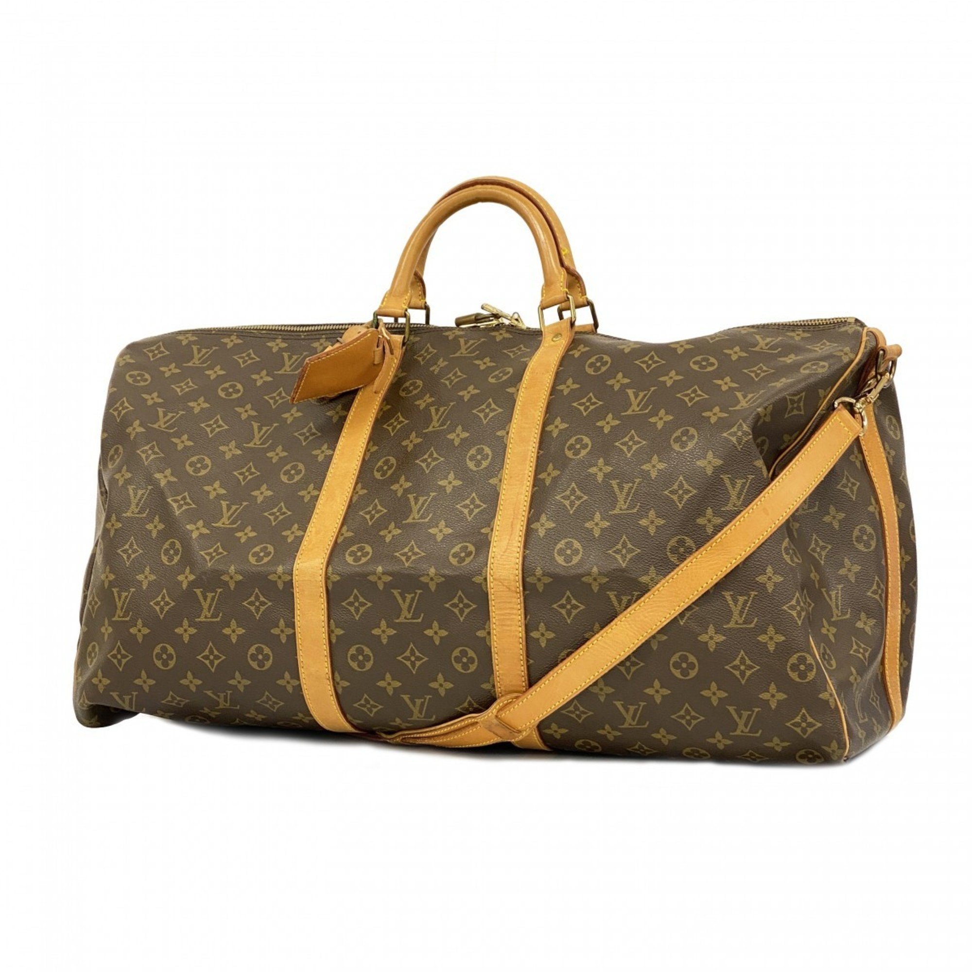 Louis Vuitton Boston Bag Monogram Keepall Bandouliere 60 M41412 Brown Men's Women's