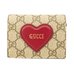 Gucci Wallet GG Supreme 648848 Beige Red Women's